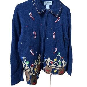Vintage Tiara International Reindeer‎ Ugly Sweater Shacket Medium